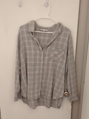 Old Navy Gray Plaid Classic Shirt